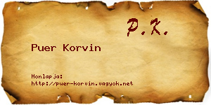 Puer Korvin névjegykártya